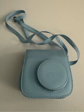 Instax Blue Faux-Leather Camera Case with Strap